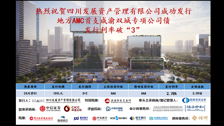 看好雙城經濟，發(fā)行利率破“3”—川發(fā)資管成功發(fā)行成渝雙城專項公司債